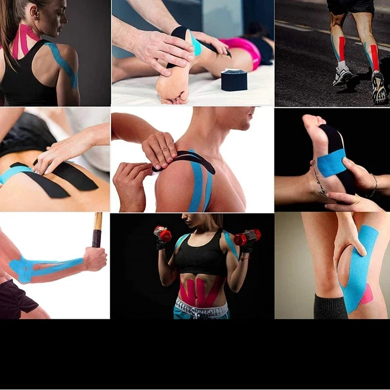 5-10 cm Sports Kinesio Tape Muscle Kinesiology Elastic Knee Pain Relief Strain Patch Athletic Recovery and postural correction, Fitness Bandages