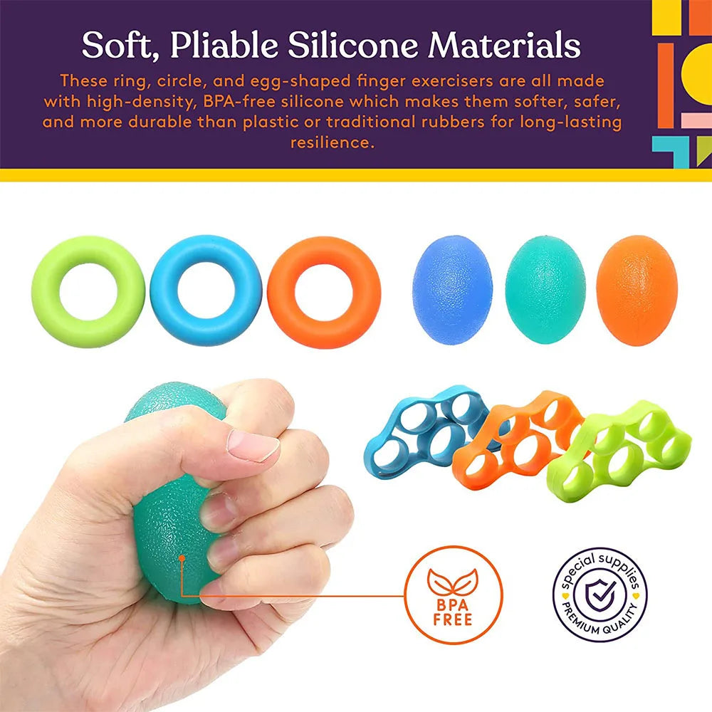 Therapy Kit Finger Exercisers and Hand Strengtheners Grip Dexterity, fine motor, handwritting andStress Relief Kids and Adults