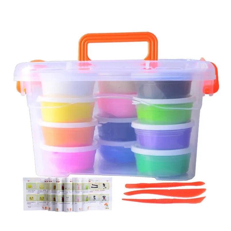 Sensory play, fine motor, hands and finger muscle strength, 12/24/36 Colors Air Dry Plasticine Modeling Clay for Children Polymer Educational 5D Toy Kids Gifts Play Light Playdough Slime