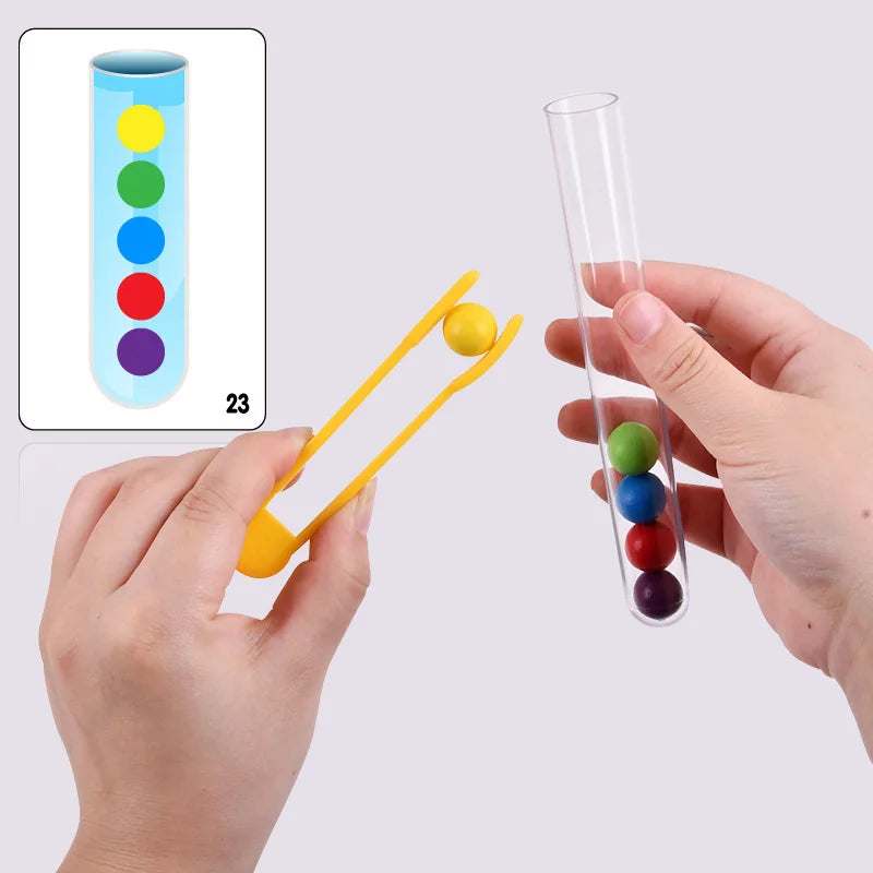 Early education toy (motor planning, fine motor, concentration) test tube clip beads logic concentration children fine motor action teaching aid decompression party game for kids