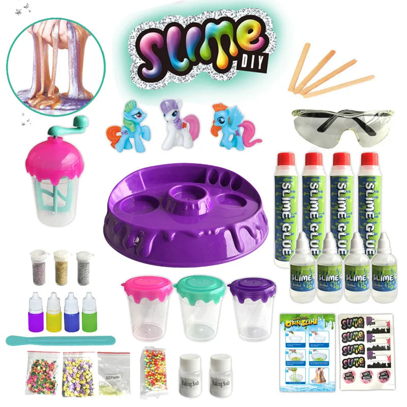 Slime// Sensory play, Finger pressure and strength training, Developing motor planning skills, Slime Making Kits Science Experiments Kit DIY Glitter Slme Magic Making Polymer Clay Powder for Kids Antistress Toys Gifts