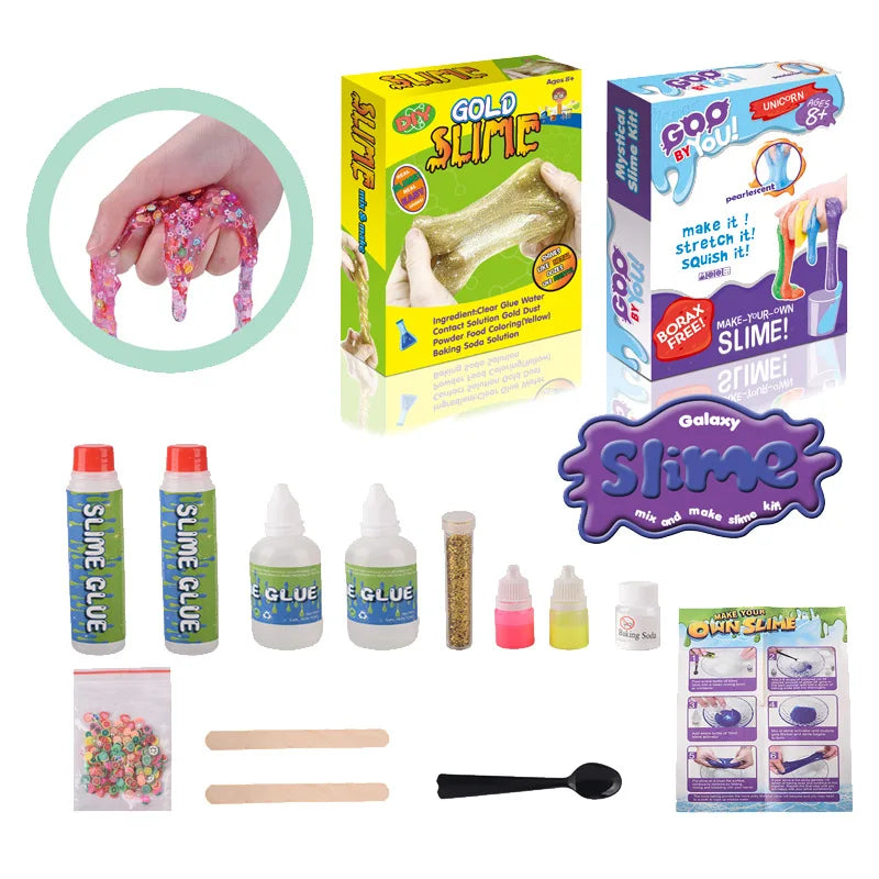 Slime// Sensory play, Finger pressure and strength training, Developing motor planning skills, Slime Making Kits Science Experiments Kit DIY Glitter Slme Magic Making Polymer Clay Powder for Kids Antistress Toys Gifts