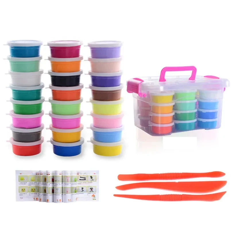 Sensory play, fine motor, hands and finger muscle strength, 12/24/36 Colors Air Dry Plasticine Modeling Clay for Children Polymer Educational 5D Toy Kids Gifts Play Light Playdough Slime