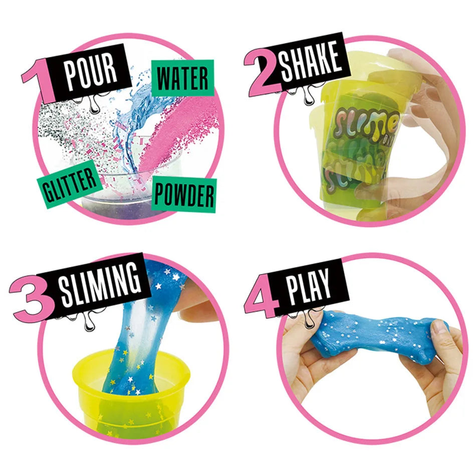 Slime// Sensory play, Finger pressure and strength training, Developing motor planning skills, Slime Making Kits Science Experiments Kit DIY Glitter Slme Magic Making Polymer Clay Powder for Kids Antistress Toys Gifts